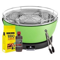 photo vesuvio grill green - kit with ignition gel + charcoal 3 kg + tongs 1